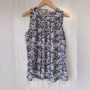 Michael Kors Brown Bluebell Pleat Neck Sleeveless Blouse Size M LNC